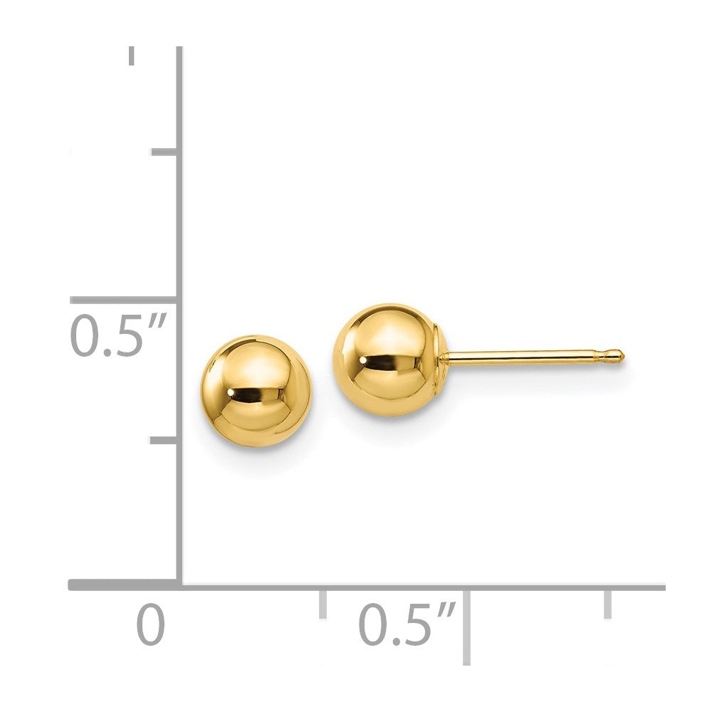 14K Gelbgold Poliert 5mm Kugel Ohrstecker