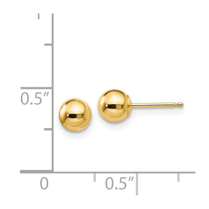 14K Gelbgold Poliert 5mm Kugel Ohrstecker