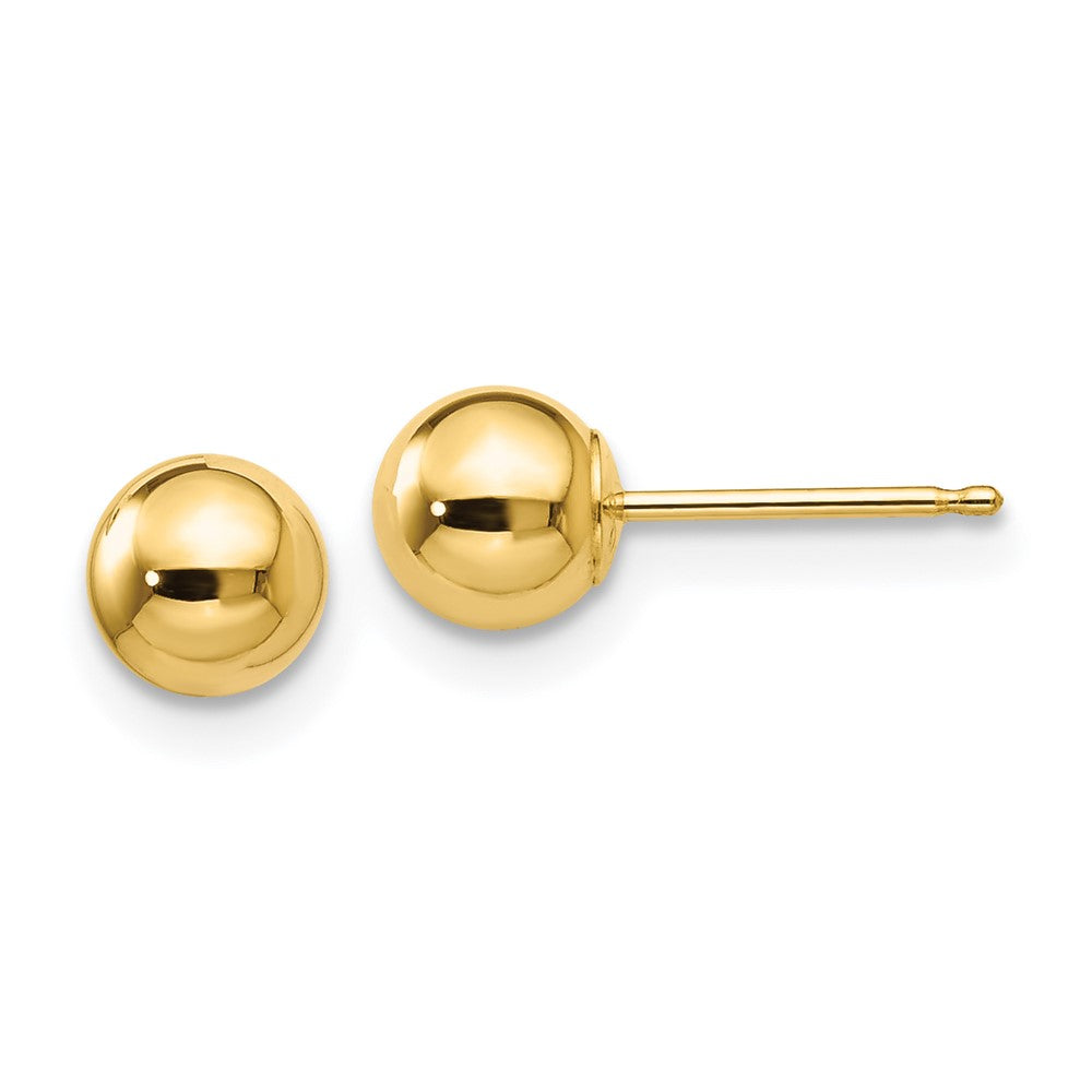 14K Gelbgold Poliert 5mm Kugel Ohrstecker