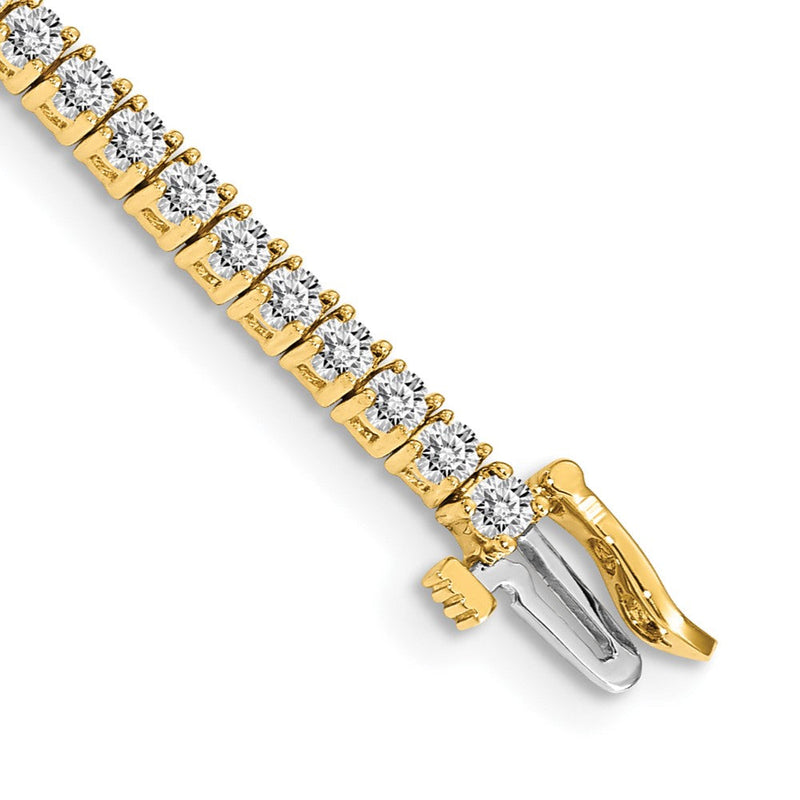 14K Gelbgold Komplett 3.05 Karat Rund Aaa Diamant 4 Krappen 7 Zoll Tennis Armband