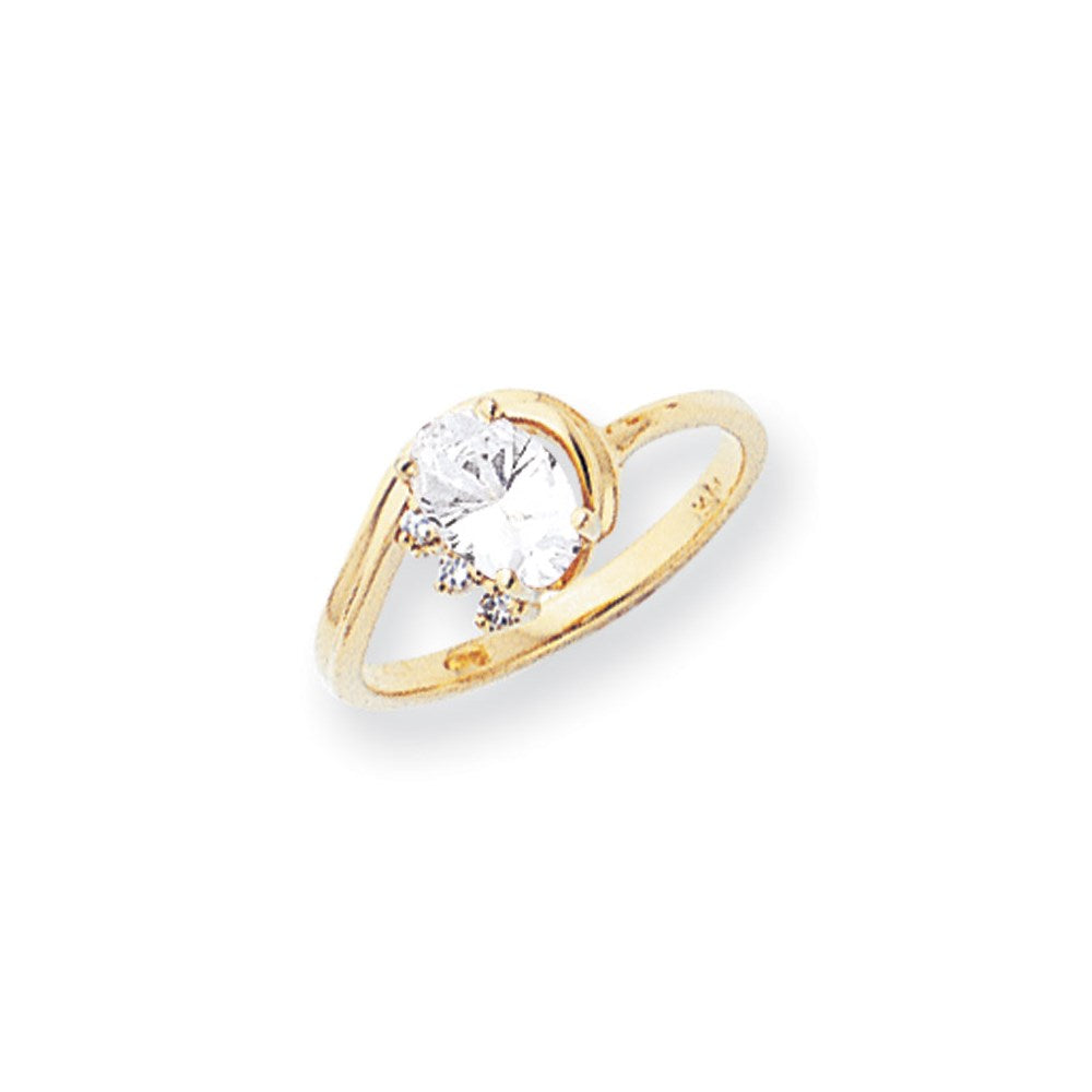 14K Gelbgold 7x5mm Oval Zirkonia A Diamant Ring