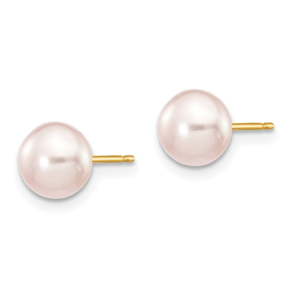 14K Gelbgold 6-7mm Lila Knopf Süßwasser Zuchtperle Ohrstecker