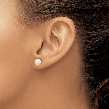 14K Gelbgold 6-7mm Lila Knopf Süßwasser Zuchtperle Ohrstecker