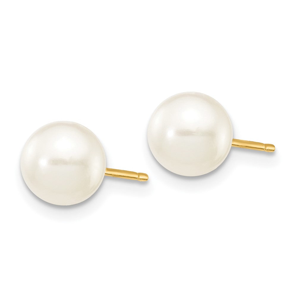 14K Gelbgold 6 7mm Weiß Rund Süßwasser Zuchtperle Ohrstecker