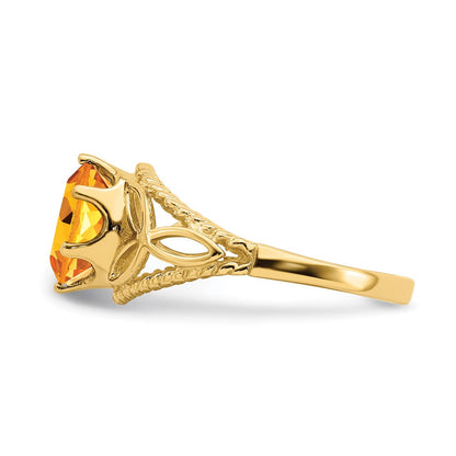 14K Gelbgold Ring mit ovalem Citrin, 8x6 mm