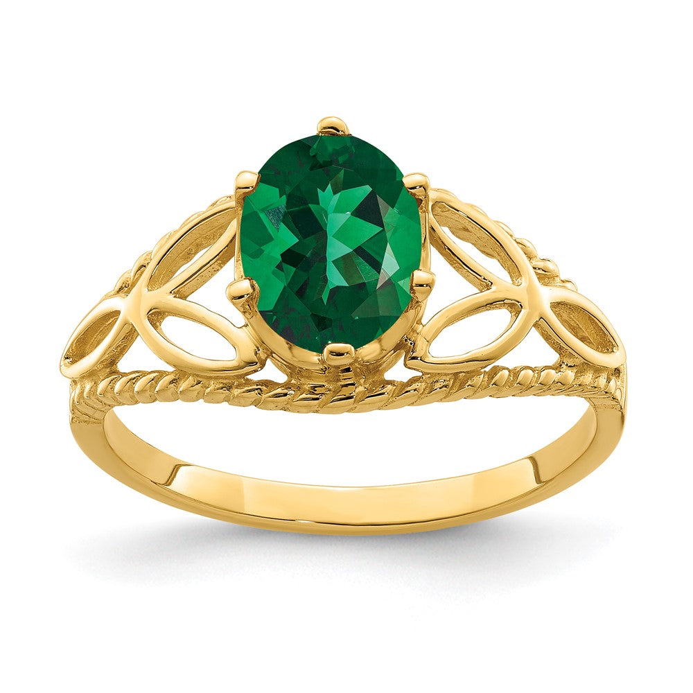 14K Gelbgold Ring mit Fassung für 8x6mm ovalen St.-Helens-Stein, massiv