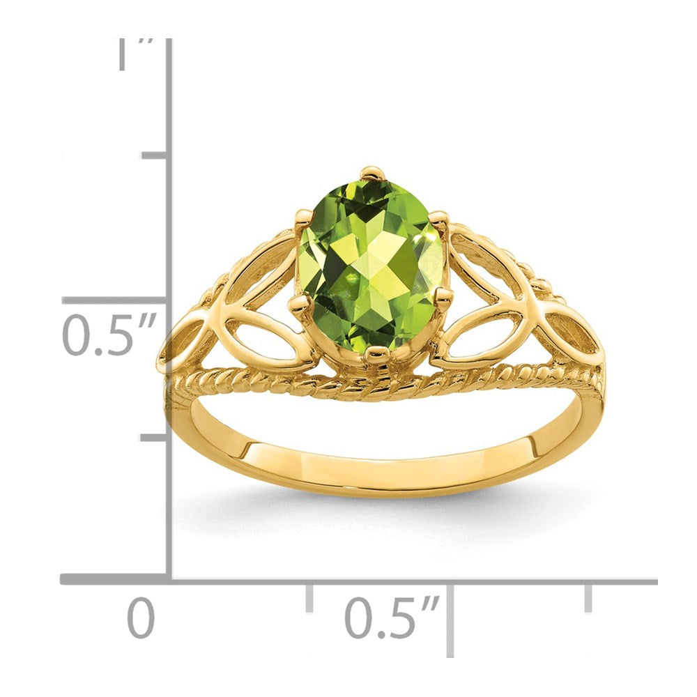 14K Gelbgold Ring mit ovalem Peridot 8x6mm