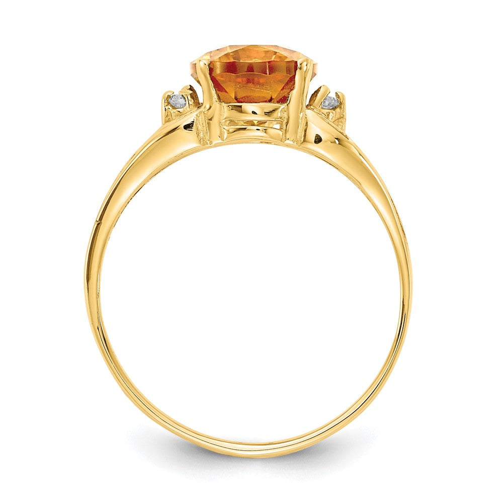 14K Gelbgold 9x7mm Oval Citrin Aaa Diamant Ring