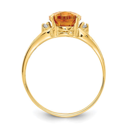 14K Gelbgold 9x7mm Oval Citrin A Echt Diamant Ring
