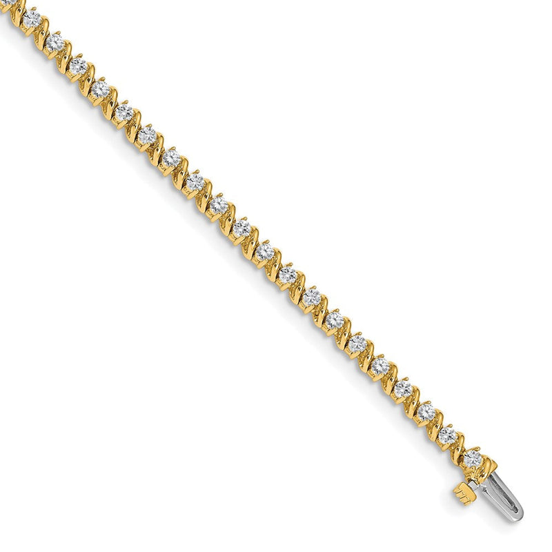 14K Gelbgold Komplett 2 Karat Rund Vs Diamant Swirled Krappen 7 Zoll Tennis Armband