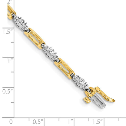 14K Bicolor Komplett 2.1 Karat Rund Aaa Diamant Stab Glieder 7 Zoll Tennis Armband