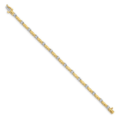 14K Bicolor Komplett 1 Karat Rund Aaa Diamant Gebogen Stab Glieder 7 Zoll Tennis Armband