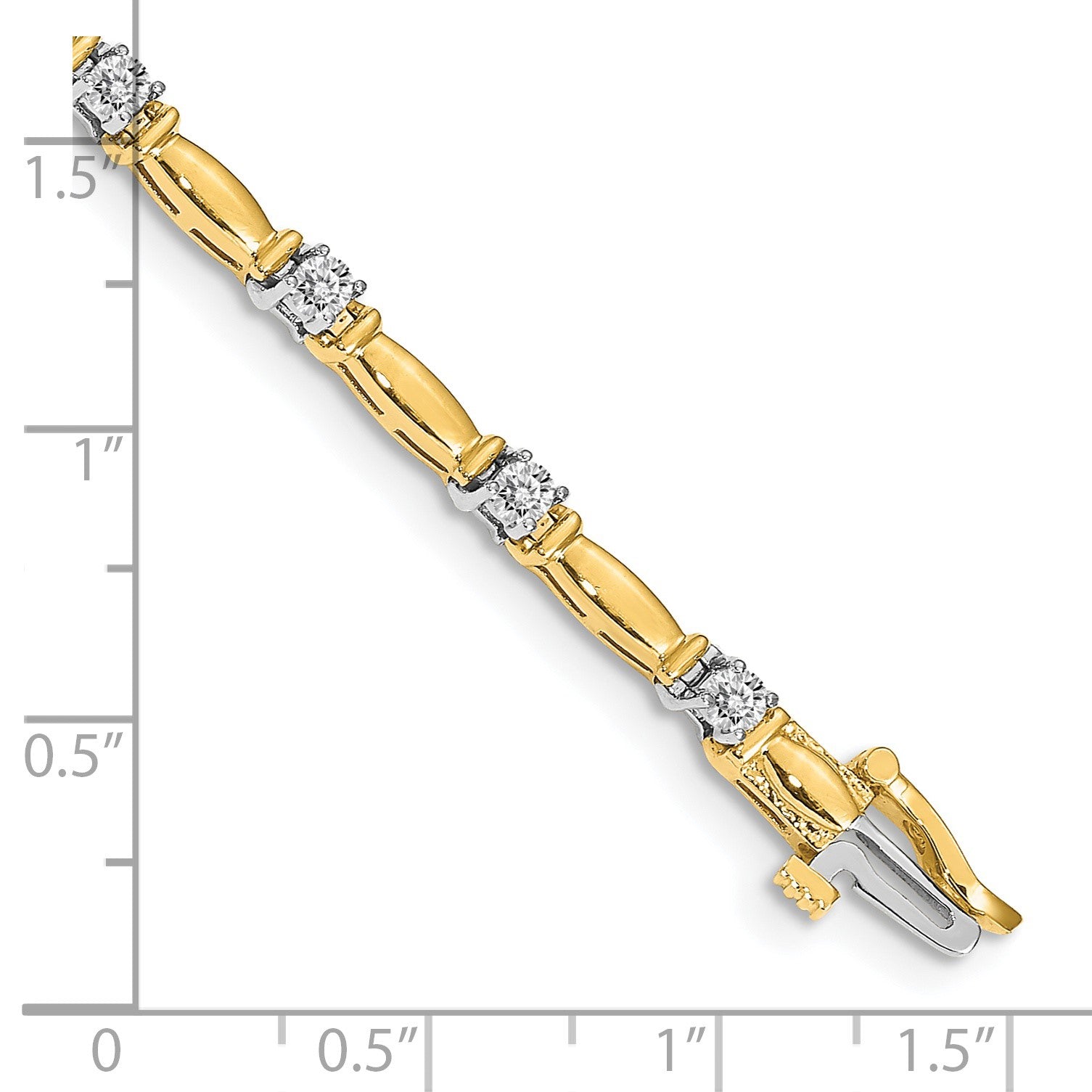 14K Bicolor Komplett 1 Karat Rund Aa Diamant Gebogen Stab Glieder 7 Zoll Tennis Armband