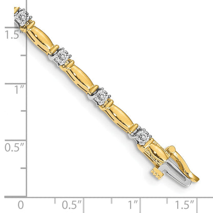 14K Bicolor Komplett 1 Karat Rund Aa Diamant Gebogen Stab Glieder 7 Zoll Tennis Armband