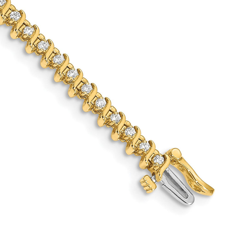14K Gelbgold Komplett 7/8 Karat Rund Aa Diamant 2 Krappen S Glieder 7 Zoll Tennis Armband