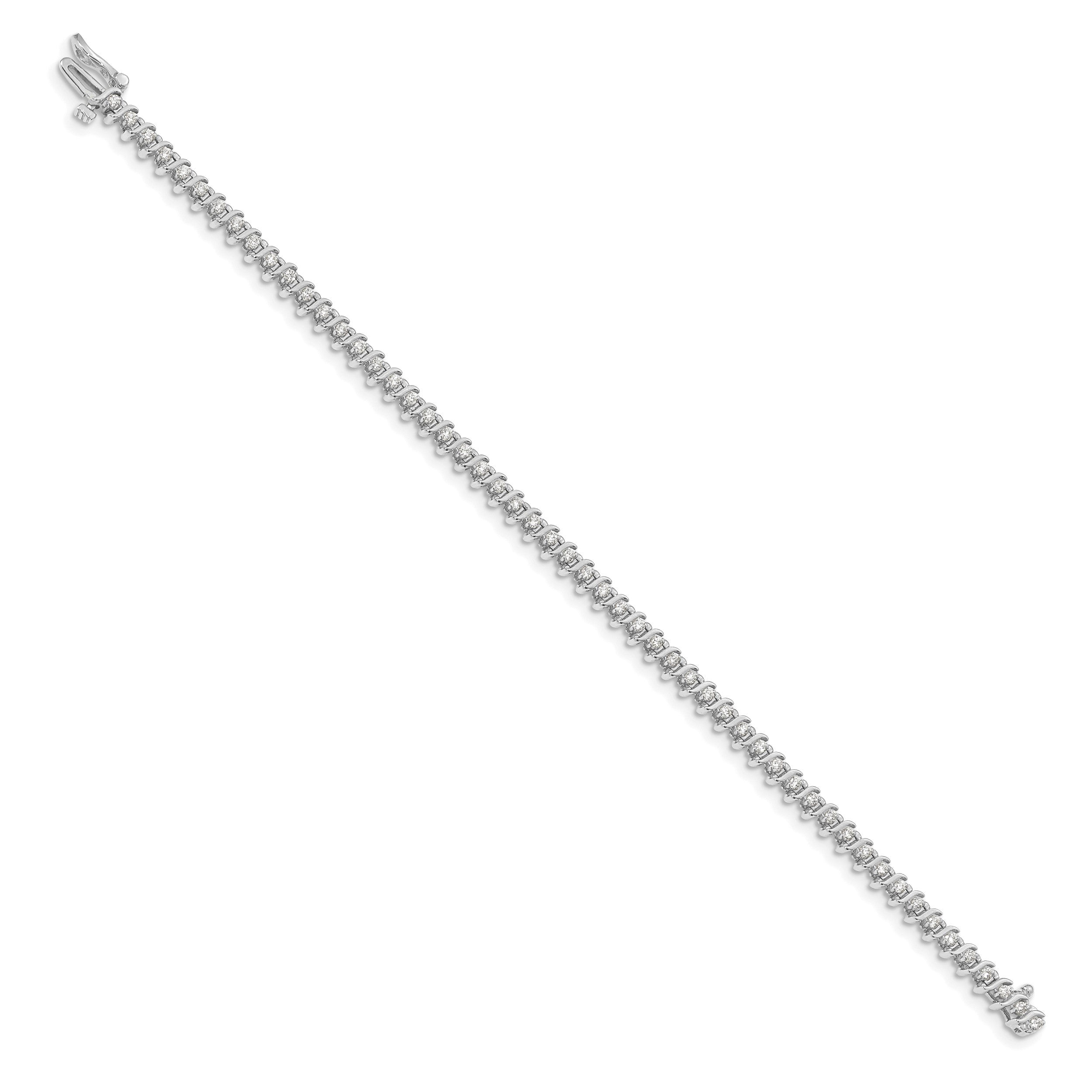 14K Weißgold Komplett 7/8 Karat Rund Aa Diamant 2 Krappen S Glieder 7 Zoll Tennis Armband
