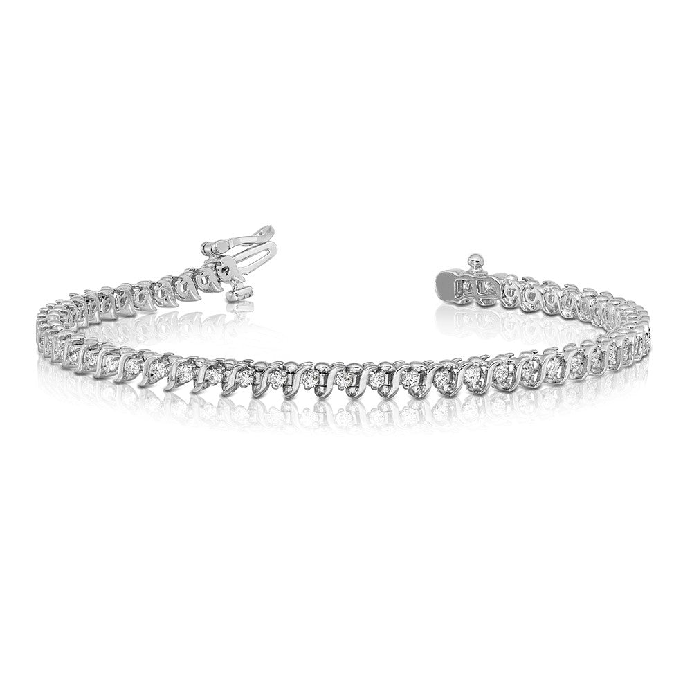 14K Weißgold Komplett 7/8 Karat Rund Aa Diamant 2 Krappen S Glieder 7 Zoll Tennis Armband