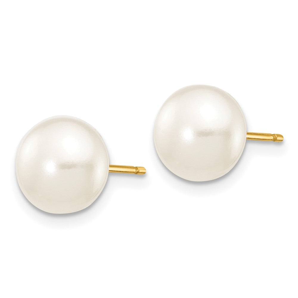 14K Gelbgold 7 8mm Weiß Knopf Süßwasser Zuchtperle Ohrstecker