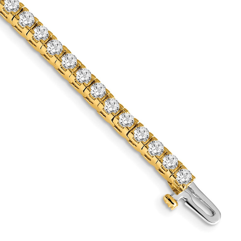 14K Gelbgold Komplett 4.1 Karat Rund A Diamant 4 Krappen 7 Zoll Tennis Armband