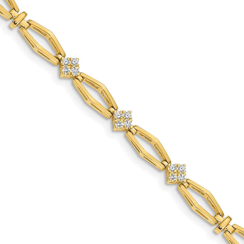 14K Gelbgold Komplett 1/5 Karat Rund Aaa Diamant Cluster Fantasie 7 Zoll Armband