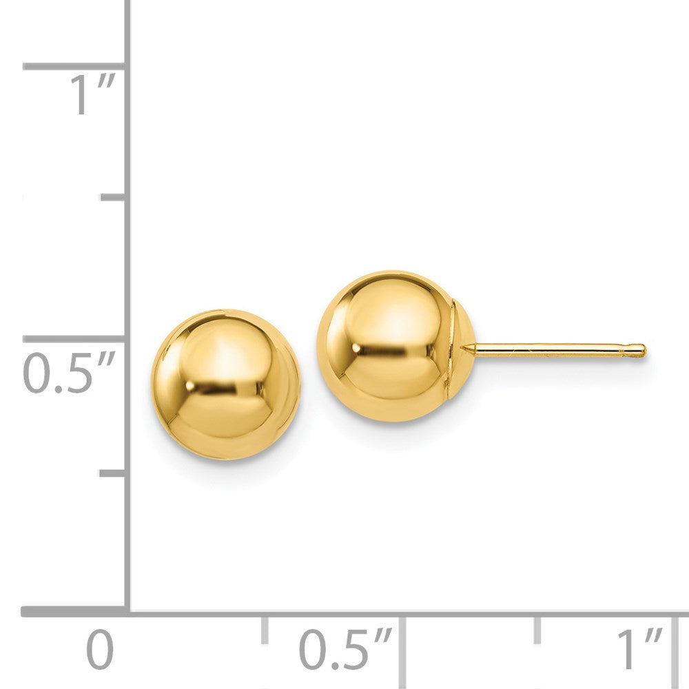 14K Gelbgold Poliert 7mm Kugel Ohrstecker