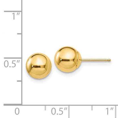 14K Gelbgold Poliert 7mm Kugel Ohrstecker