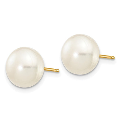 14K Gelbgold 8 9mm Weiß Knopf Süßwasser Zuchtperle Ohrstecker