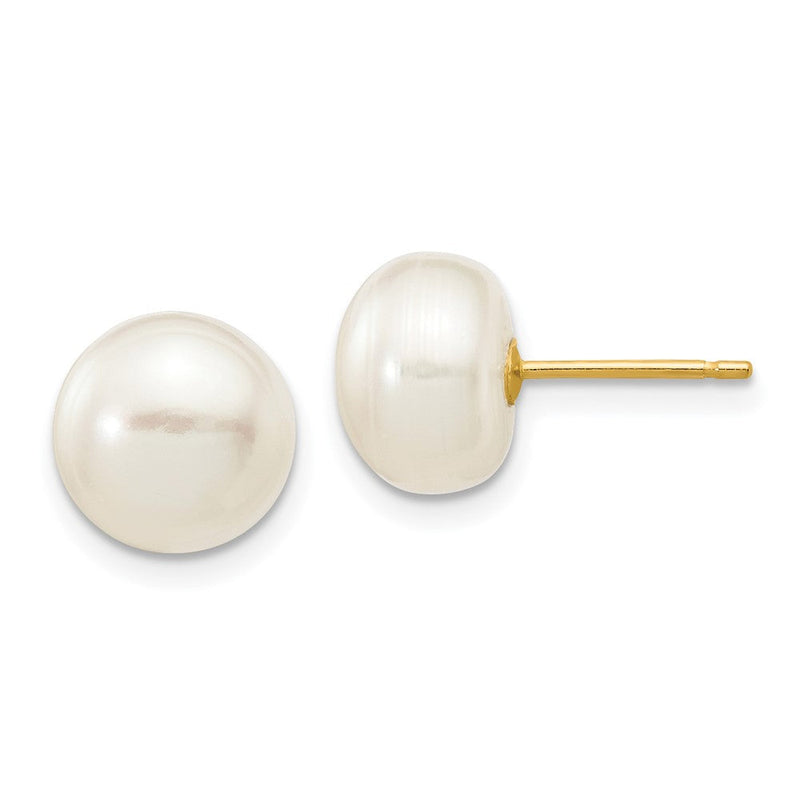14K Gelbgold 8 9mm Weiß Knopf Süßwasser Zuchtperle Ohrstecker