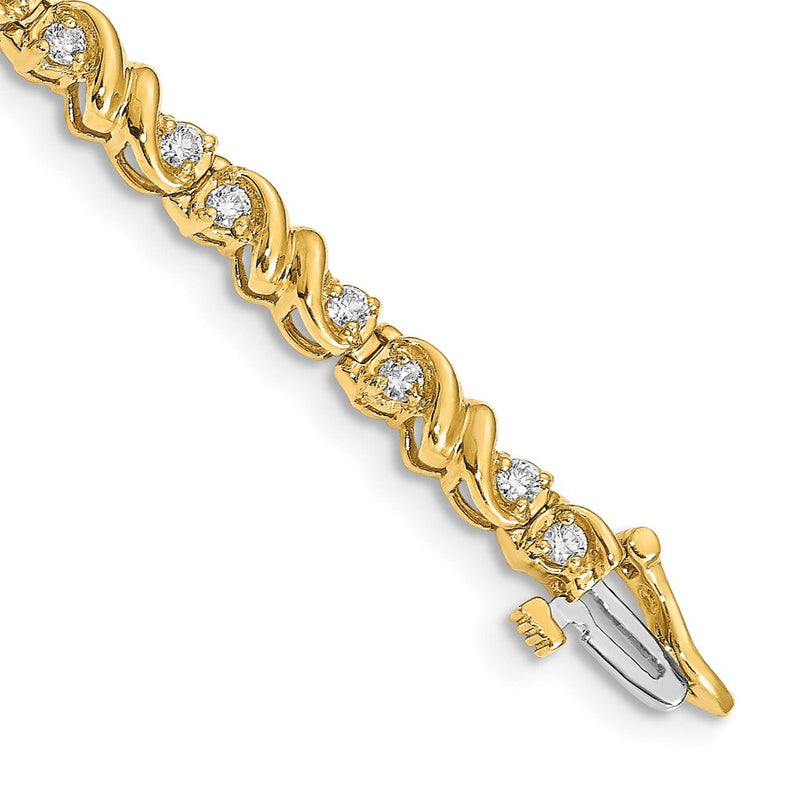 14K Gelbgold Komplett 1.17 Karat Rund A Diamant Fantasie Wirbel 7 Zoll Tennis Armband
