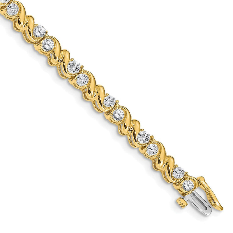 14K Gelbgold Komplett 2.88 Karat Rund Aa Diamant Fantasie Wirbel 7 Zoll Tennis Armband