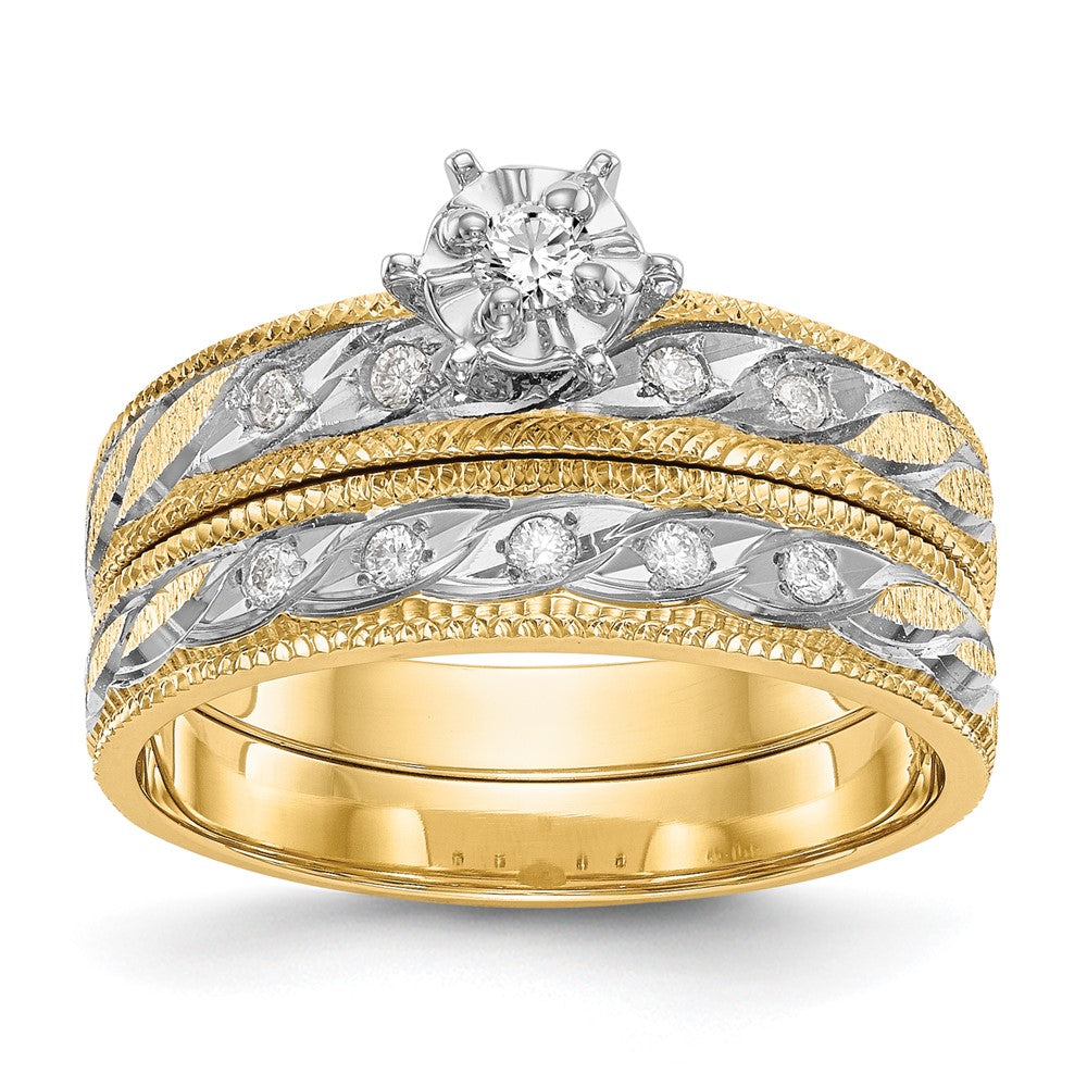14K Gelbgold Verlobungsring-Trio in AA-Qualität