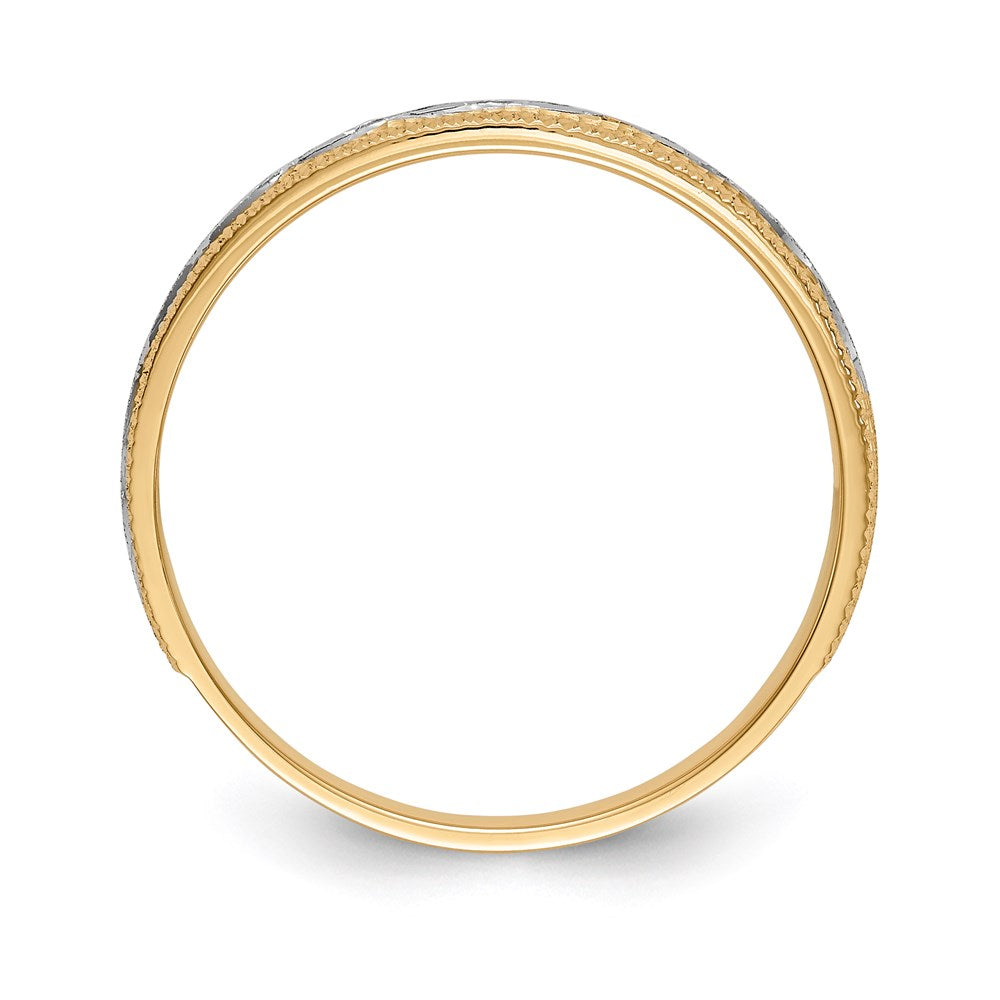 14K Gelbgold und Rhodium Aa Qualität 1/20 Karat Diamant Trio Herren Komplett Ehering