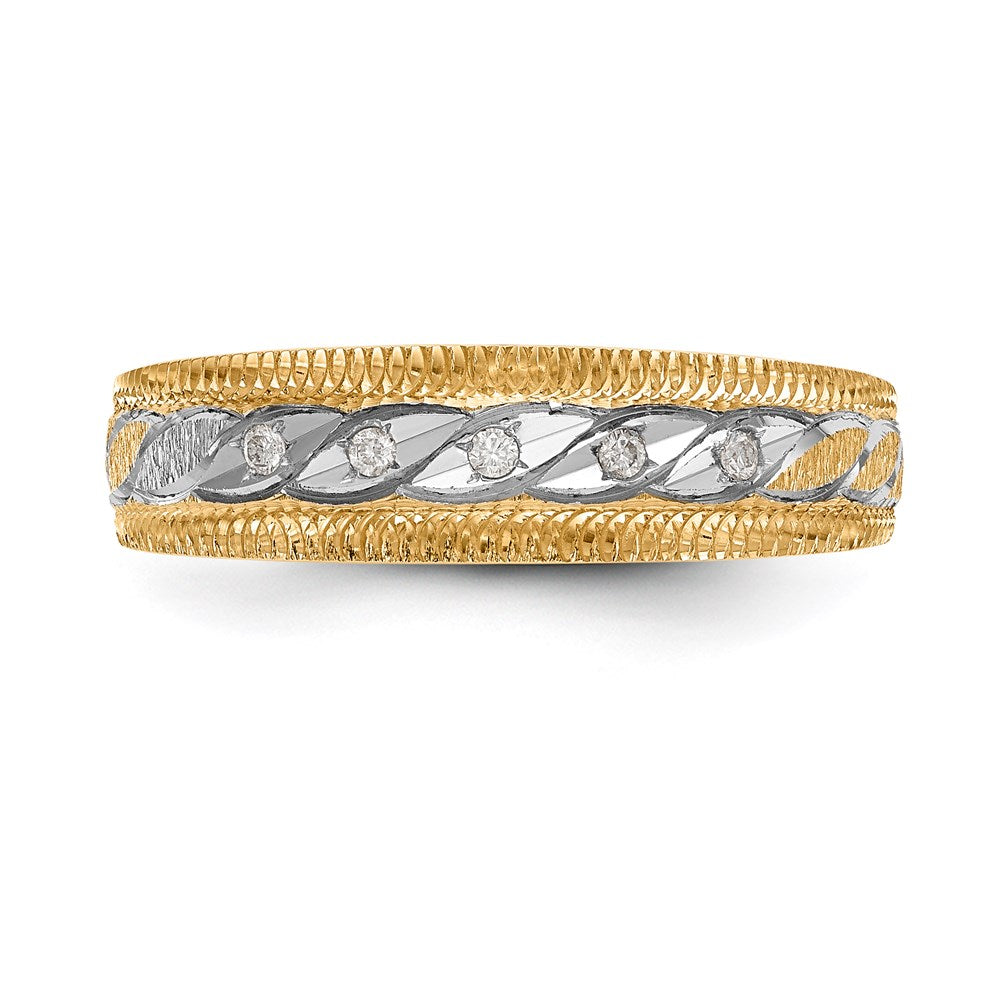 14K Gelbgold und Rhodium Aa Qualität 1/20 Karat Diamant Trio Herren Komplett Ehering