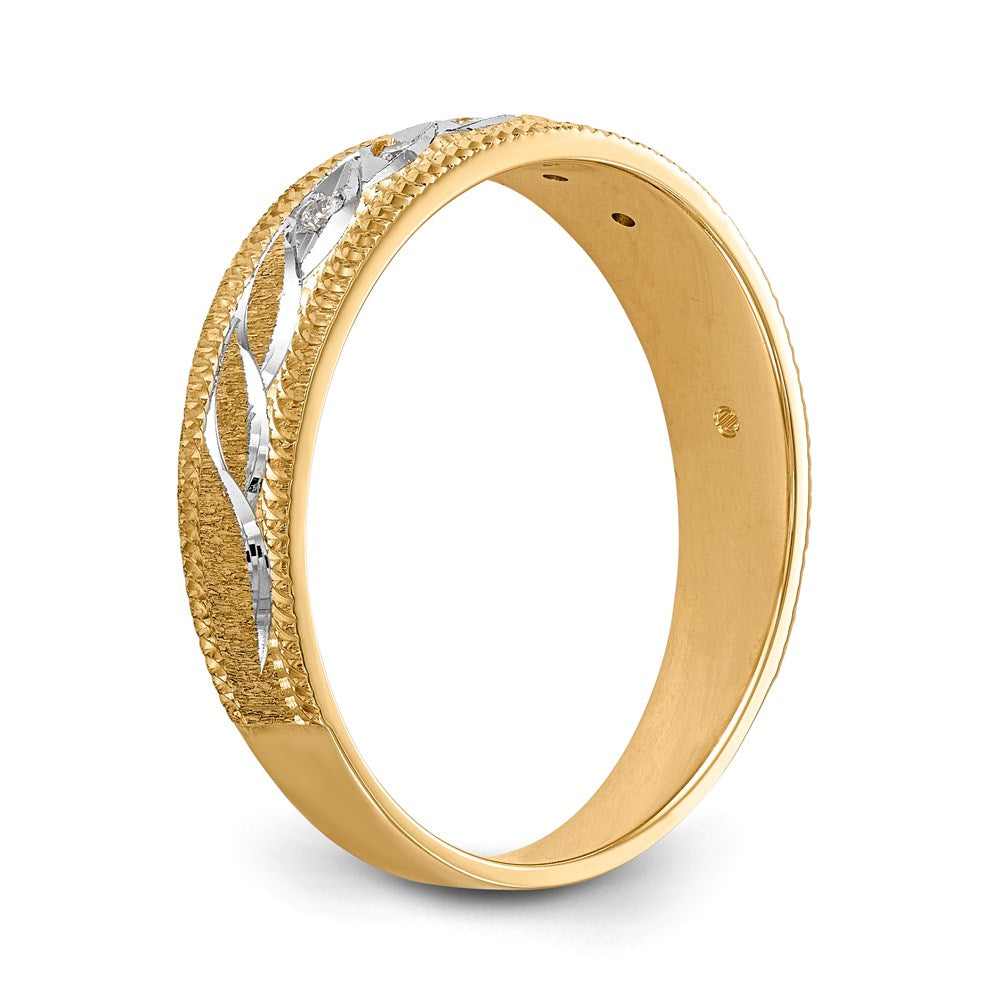 14K Gelbgold und Rhodium Aa Qualität 1/20 Karat Diamant Trio Herren Komplett Ehering
