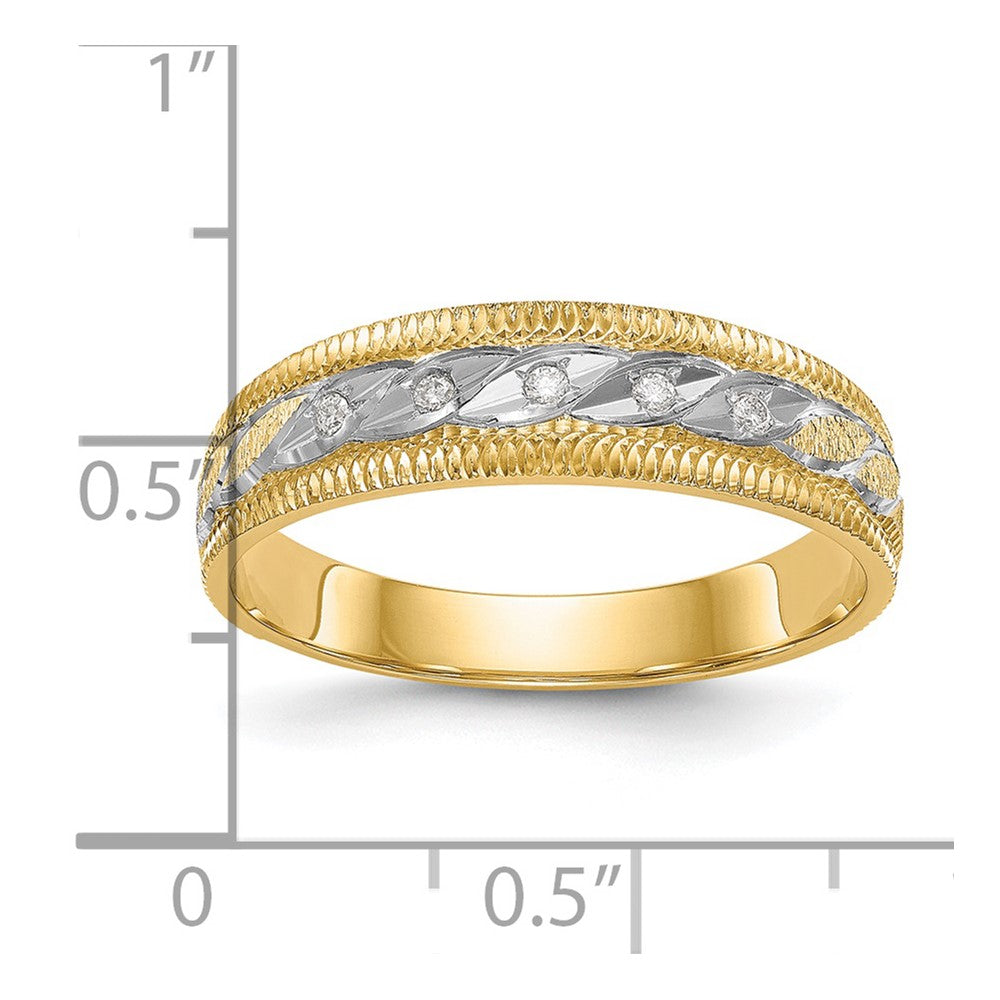 14K Gelbgold und Rhodium Aa Qualität 1/20 Karat Diamant Trio Herren Komplett Ehering