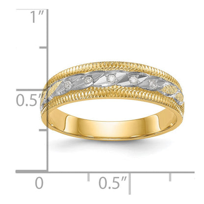 14K Gelbgold und Rhodium Aa Qualität 1/20 Karat Diamant Trio Herren Komplett Ehering