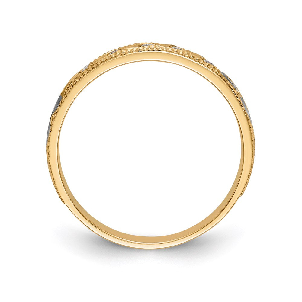 14K Gelbgold und Rhodium Aa Qualität 1/20 Karat Diamant Trio Damen Komplett Ehering