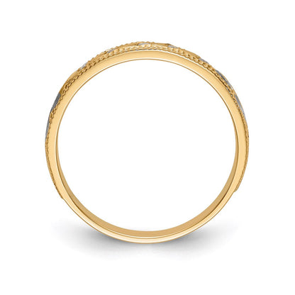 14K Gelbgold und Rhodium Aa Qualität 1/20 Karat Diamant Trio Damen Komplett Ehering