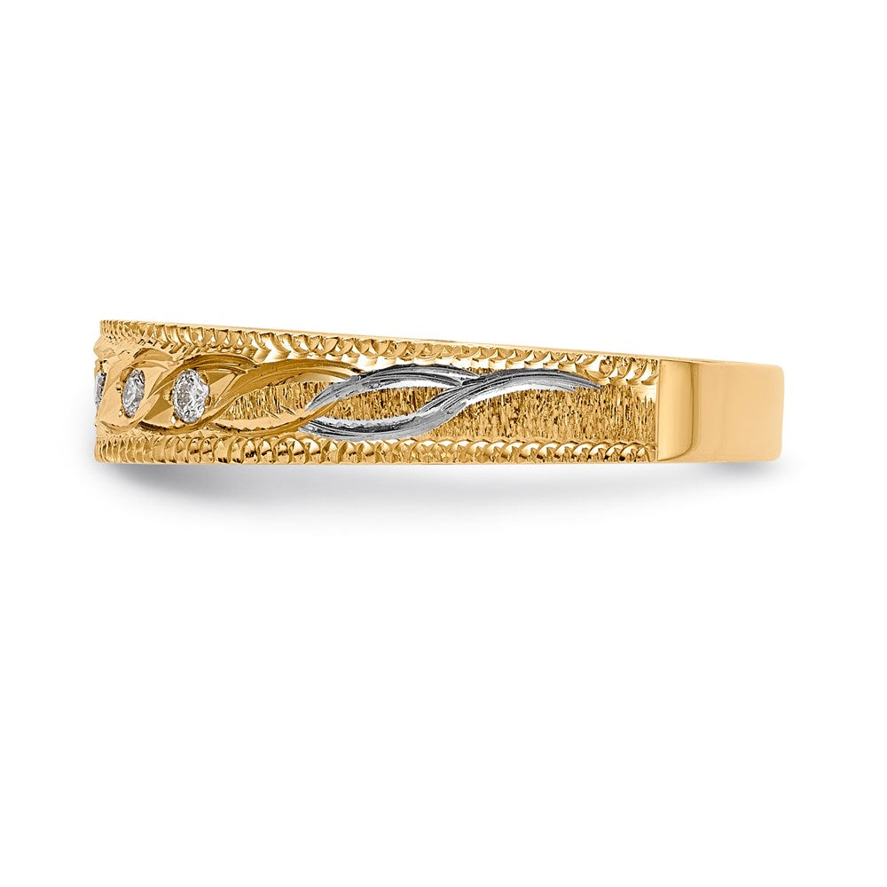 14K Gelbgold und Rhodium Aa Qualität 1/20 Karat Diamant Trio Damen Komplett Ehering