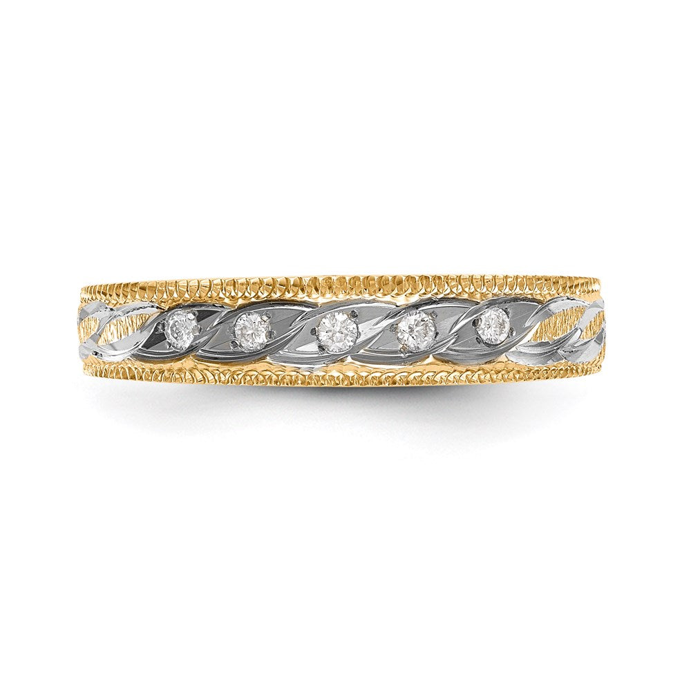 14K Gelbgold und Rhodium Aa Qualität 1/20 Karat Diamant Trio Damen Komplett Ehering