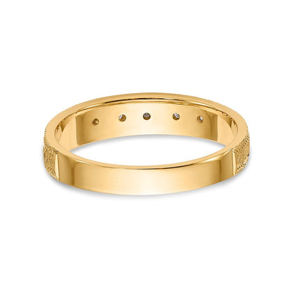14K Gelbgold und Rhodium Aa Qualität 1/20 Karat Diamant Trio Damen Komplett Ehering