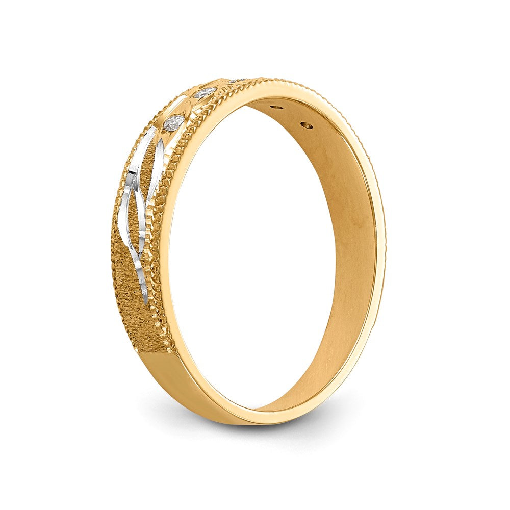 14K Gelbgold und Rhodium Aa Qualität 1/20 Karat Diamant Trio Damen Komplett Ehering