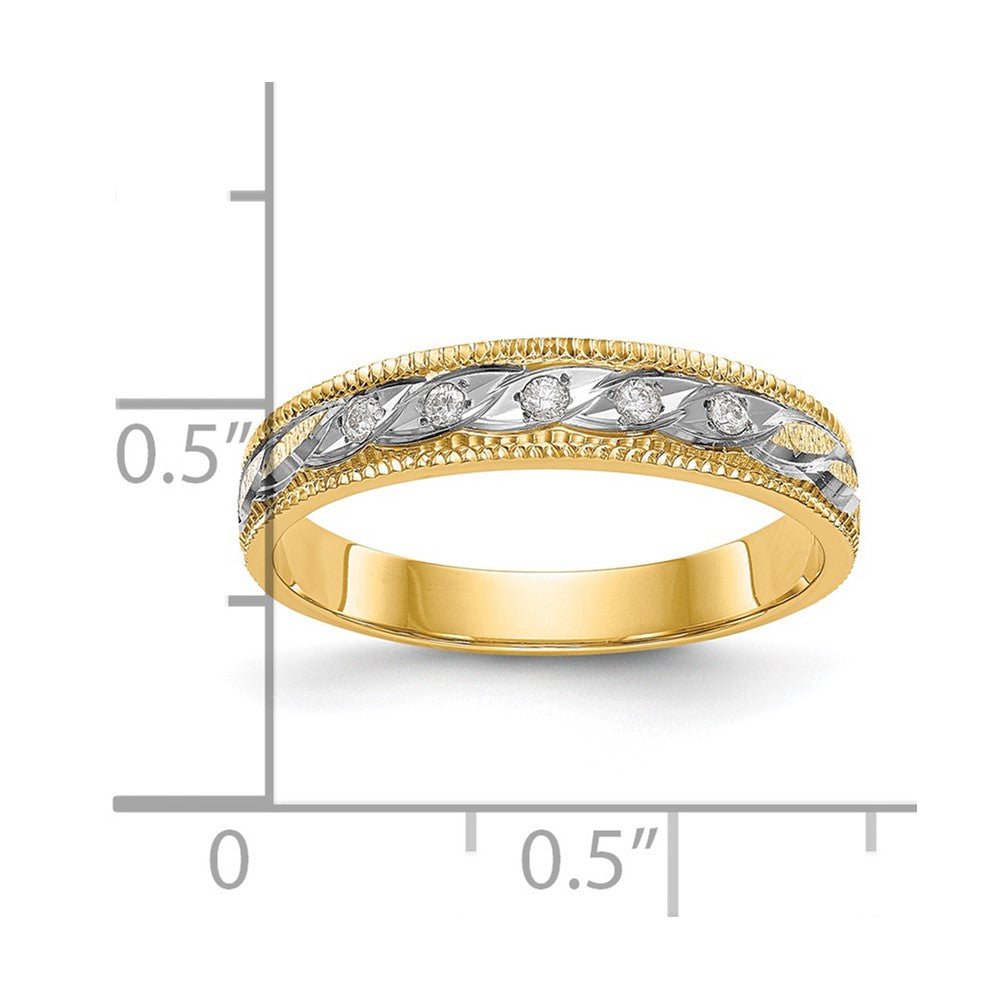 14K Gelbgold und Rhodium Aa Qualität 1/20 Karat Diamant Trio Damen Komplett Ehering