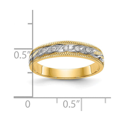 14K Gelbgold und Rhodium Aa Qualität 1/20 Karat Diamant Trio Damen Komplett Ehering