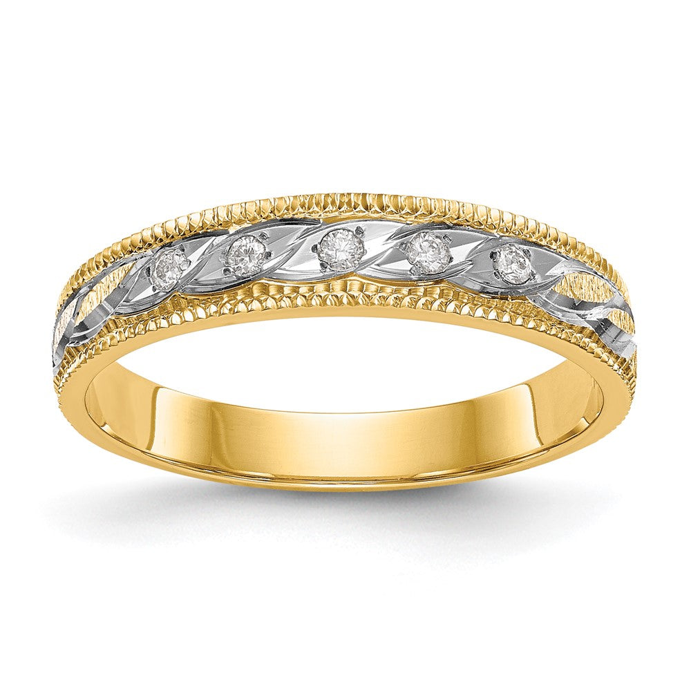 14K Gelbgold und Rhodium Aa Qualität 1/20 Karat Diamant Trio Damen Komplett Ehering