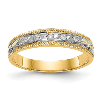 14K Gelbgold und Rhodium Aa Qualität 1/20 Karat Diamant Trio Damen Komplett Ehering