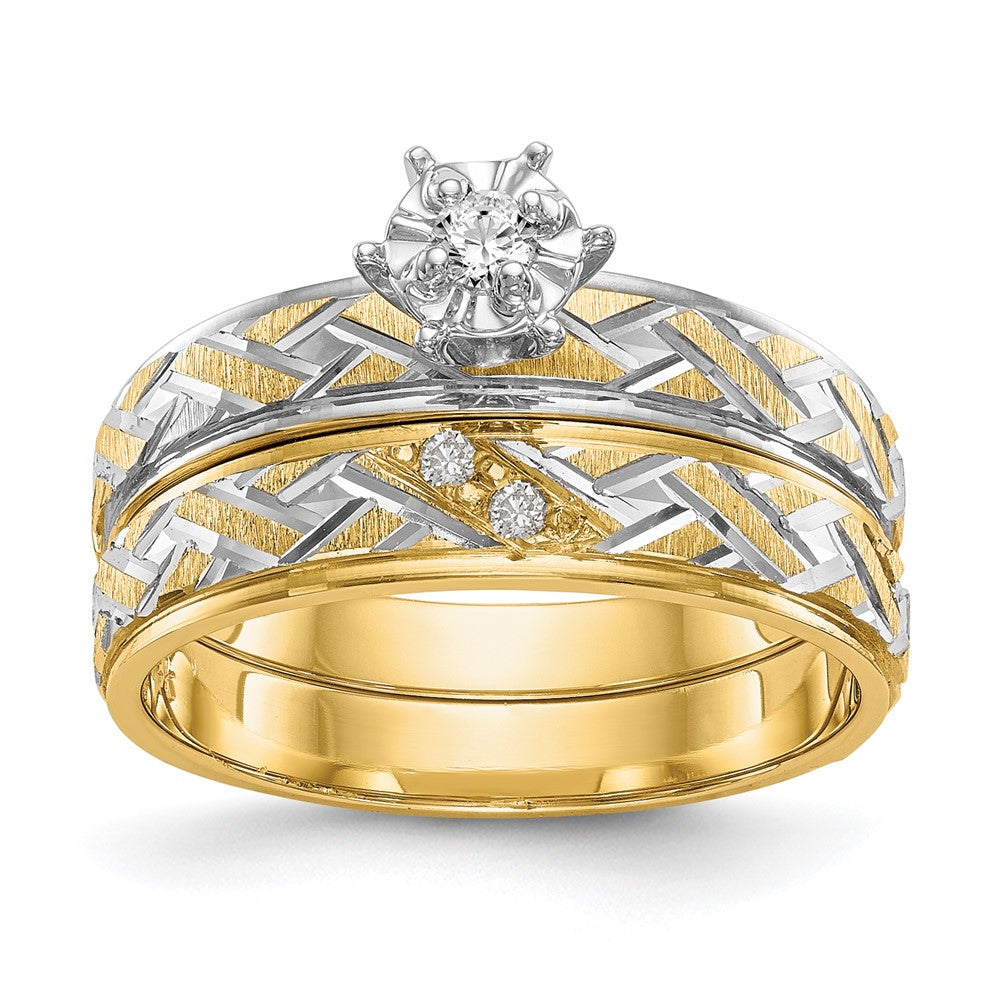14K Gelbgold Verlobungsring-Trio in AA-Qualität