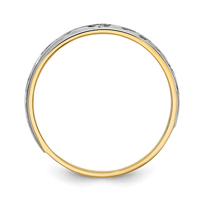14K Gelbgold und Rhodium Aa Qualität.03 Karat Diamant Trio Herren Komplett Ehering