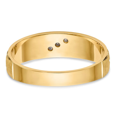 14K Gelbgold und Rhodium Aa Qualität.03 Karat Diamant Trio Herren Komplett Ehering