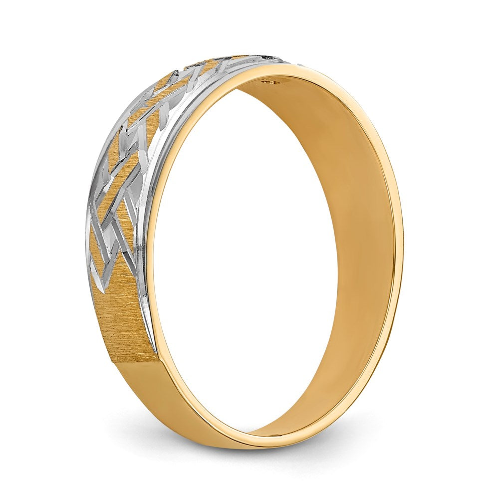 14K Gelbgold und Rhodium Aa Qualität.03 Karat Diamant Trio Herren Komplett Ehering